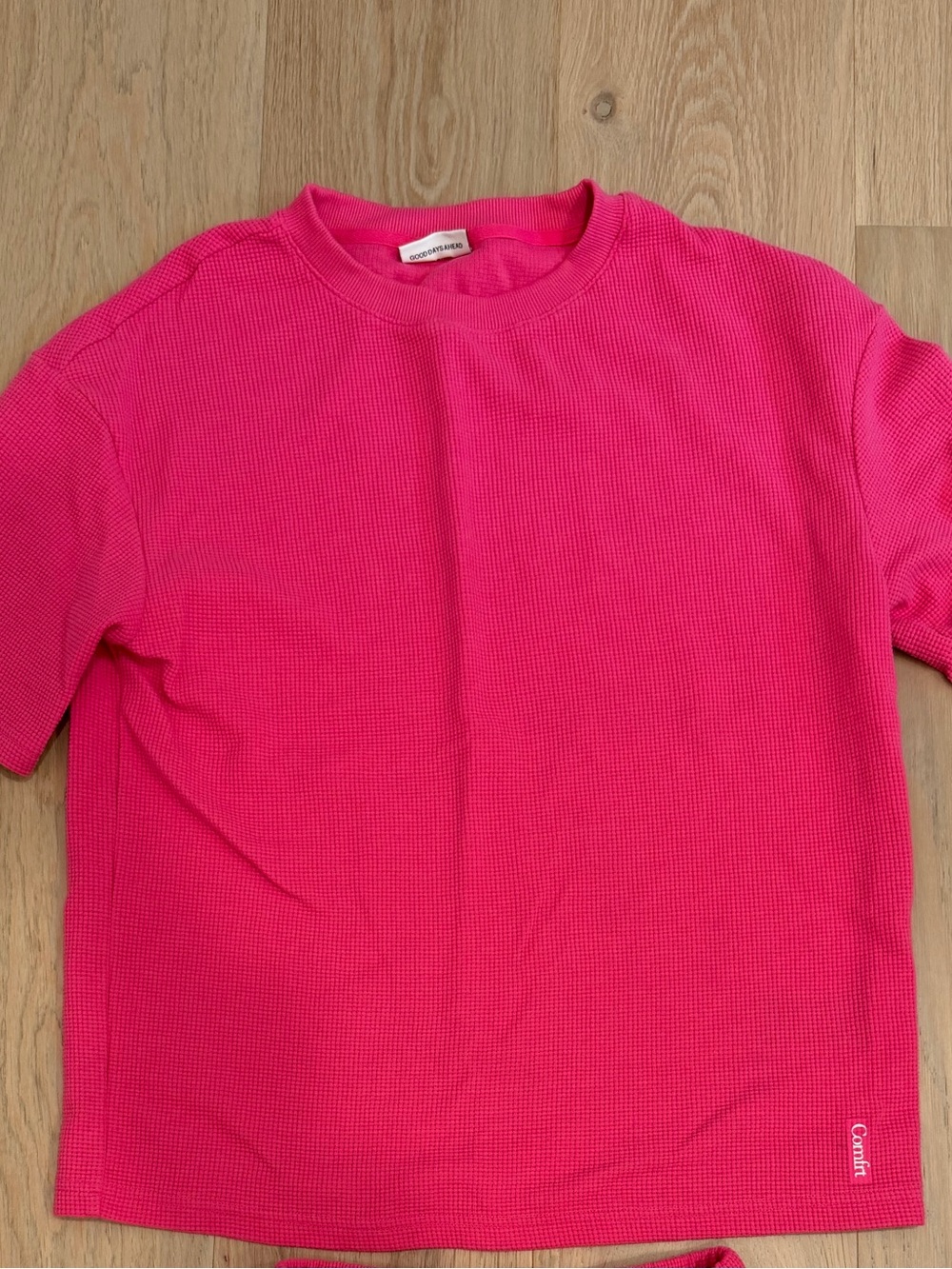 Hot Pink Comfrt Oversized Waffle T Shirt